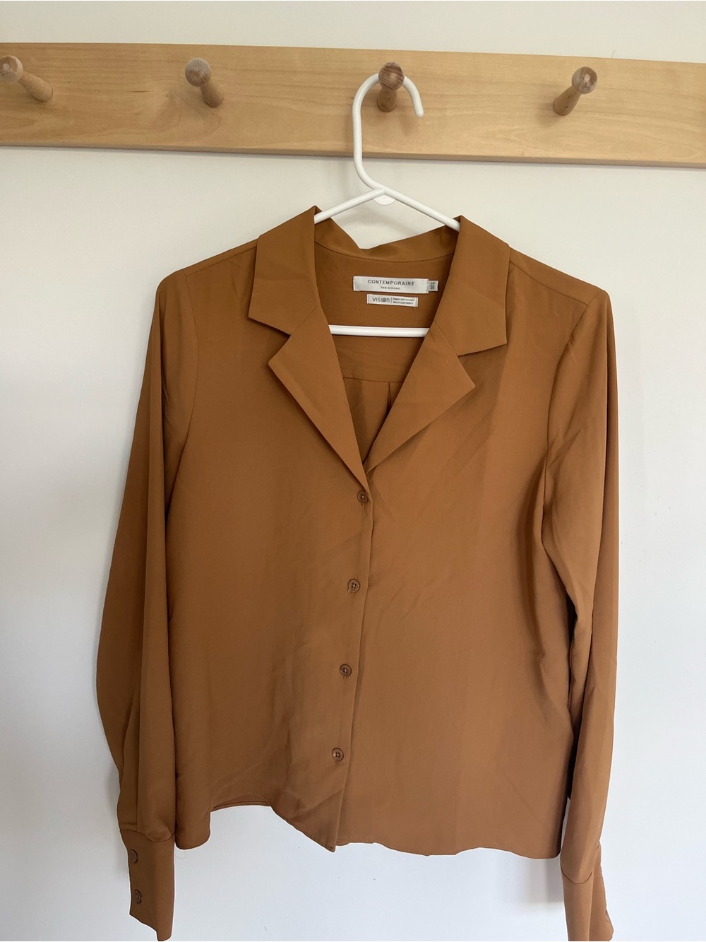 Simons-Contemporary brown button-up very soft blouse